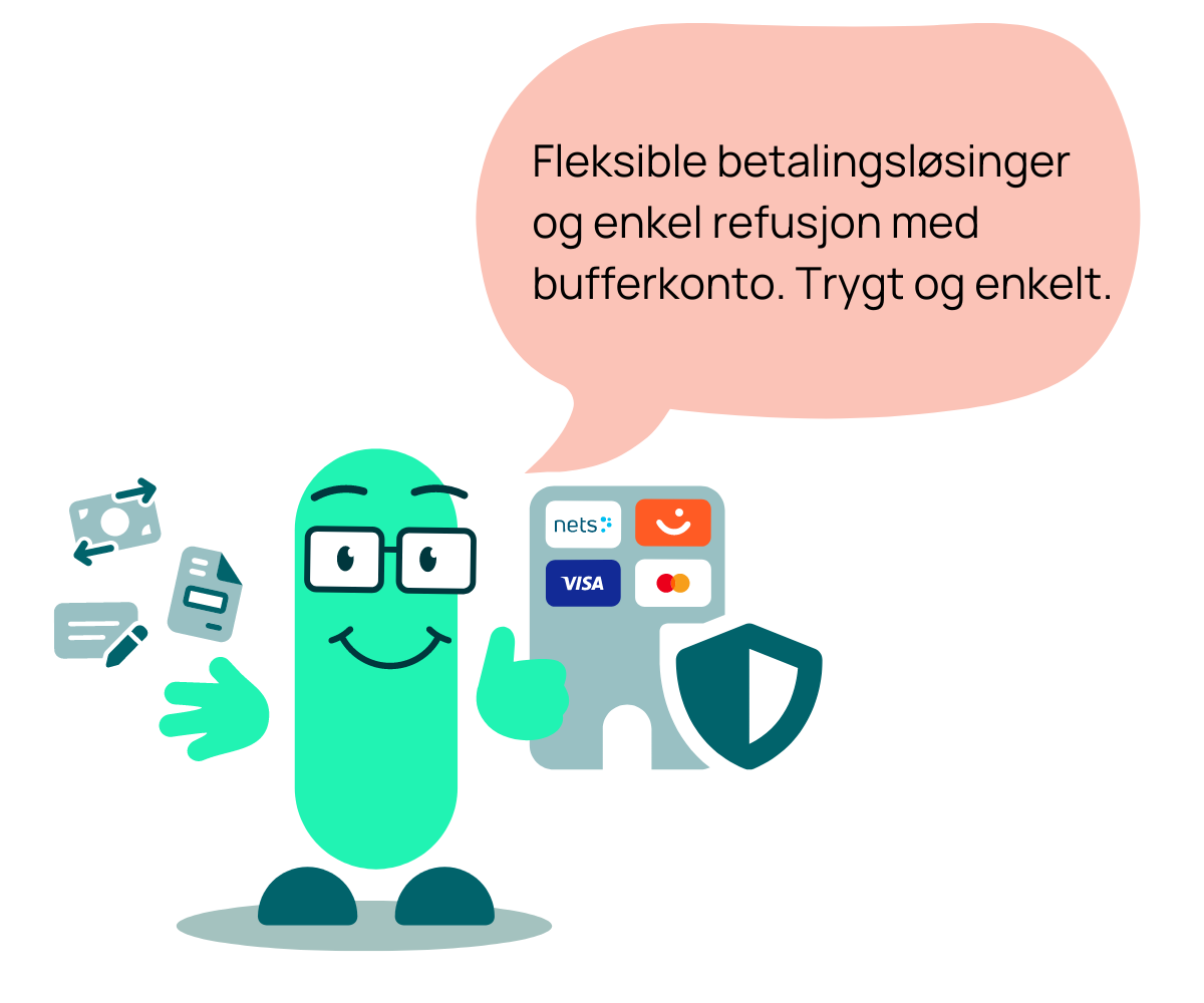 Reggie med snakkeboble om fleksible priser og bufferkonto.